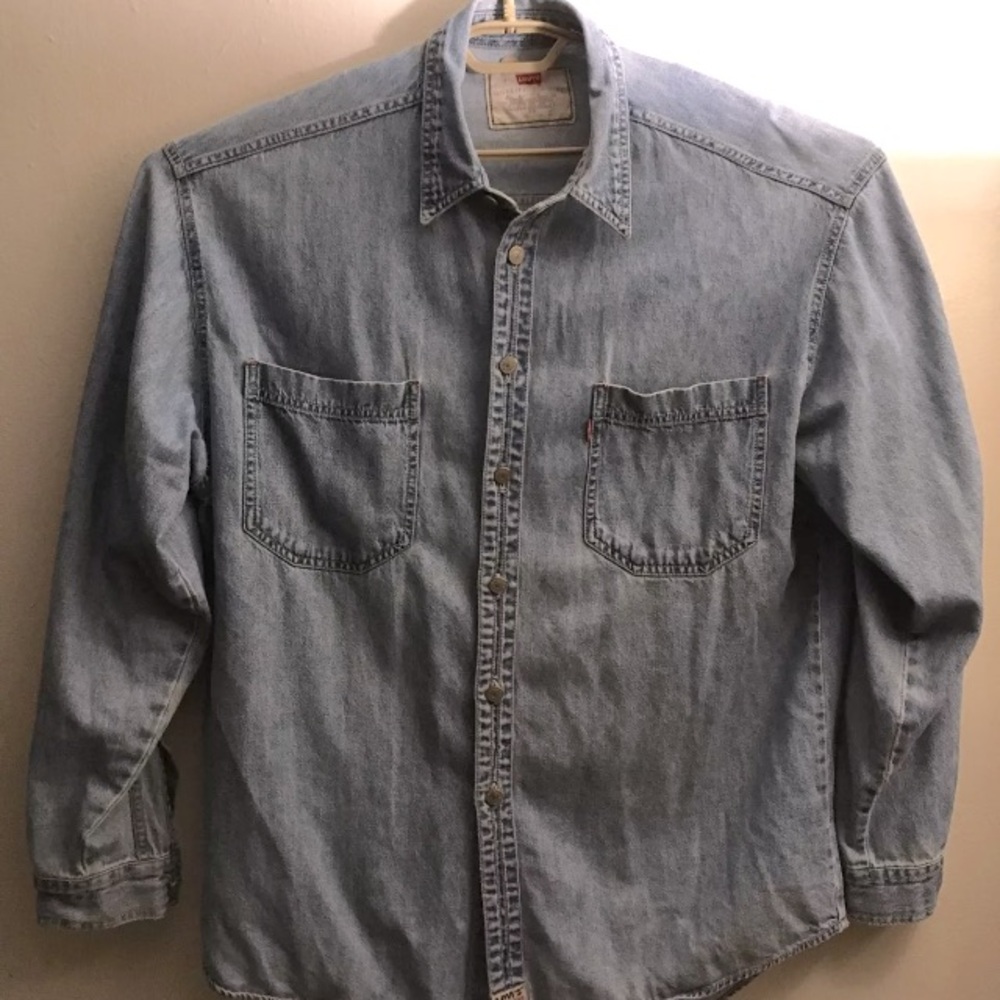 Levi's Red Tab Men’s Large Long Sleeve Metal Button Denim Shirt Blue